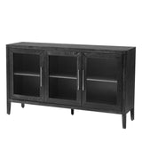 Hearth and Haven Tucson Storage Cabinet with 3 Tempered Glass Doors and Adjustable Shelf, Black WF308312AAB