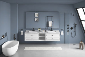 English Elm 84in. Aluminum Alloy Framed Rectangle Wall Mirror Farmhouse Vanity Dual Hang Option W1272101957