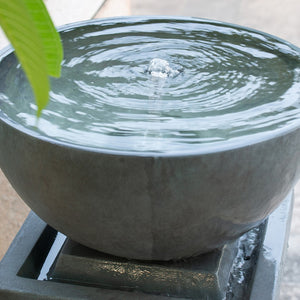 English Elm 44.5" Tiered Polyresin Zen Bowl Garden Fountain with Stone Look Finish for Patio W2078125236