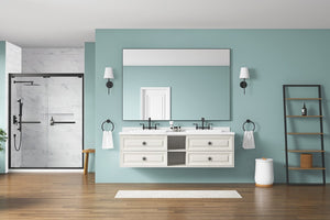 English Elm 84in. Aluminum Alloy Framed Rectangle Wall Mirror Farmhouse Vanity Dual Hang Option W1272101957