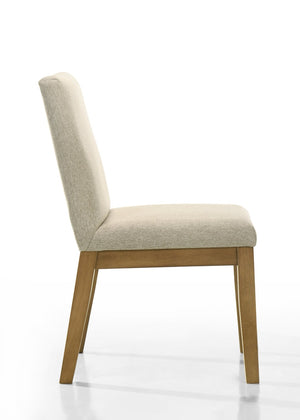 English Elm Jasper Round Pedestal Dining Set Seats Six with Driftwood Finish Beige Fabric Chairs B061S00859