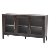 Hearth and Haven Tucson Storage Cabinet with 3 Tempered Glass Doors and Adjustable Shelf, Brown WF308312AAD