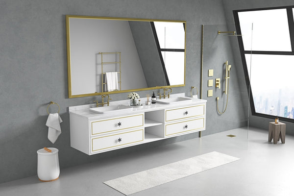 English Elm 96in. Wide Aluminum Alloy Rectangle Vanity Mirror Farmhouse Bathroom Hd Float Glass W1272115339