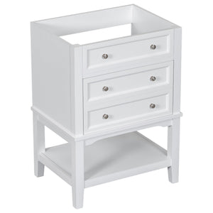 English Elm 24" Modern Solid Wood Bathroom Vanity Base with Drawer & Open Shelf, White Painted Freestanding Cabinet 90-inch WF306247AAK
