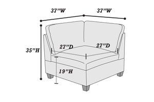 English Elm 1pc Grey Chenille Corner Wedge - Modular 6-Piece Sectional Accent Piece, Foam Cushions, Classic Style B011106630