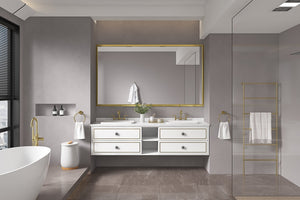 English Elm 96in. Wide Aluminum Alloy Rectangle Vanity Mirror Farmhouse Bathroom Hd Float Glass W1272115339