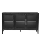 Hearth and Haven Tucson Storage Cabinet with 3 Tempered Glass Doors and Adjustable Shelf, Black WF308312AAB