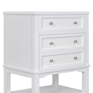 English Elm 24" Modern Solid Wood Bathroom Vanity Base with Drawer & Open Shelf, White Painted Freestanding Cabinet 90-inch WF306247AAK