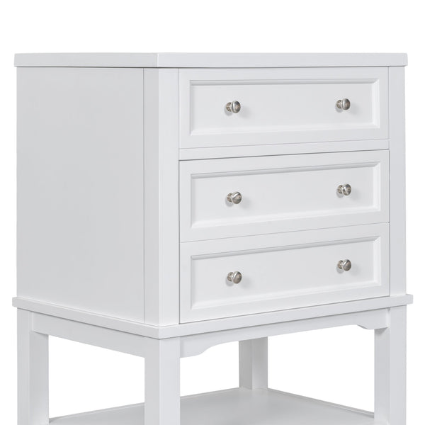 English Elm 24" Modern Solid Wood Bathroom Vanity Base with Drawer & Open Shelf, White Painted Freestanding Cabinet 90-inch WF306247AAK