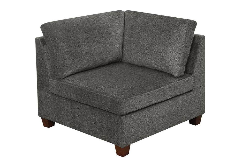 English Elm 1pc Grey Chenille Corner Wedge - Modular 6-Piece Sectional Accent Piece, Foam Cushions, Classic Style B011106630