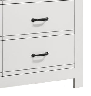 English Elm Cassini Six Drawer White Dresser with Black Handles for Modern Bedroom Storage B061125421
