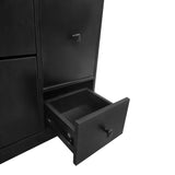 English Elm Versatile Tipping Bucket Shoe Cabinet With 3 Flip Drawers, Maximum Storage Entryway Organizer With Drawer, Free Standing Shoe Rack With Pull-Down Seat For Hallway, Black