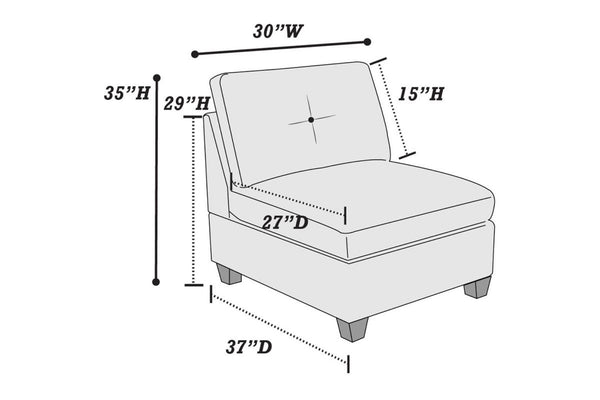English Elm Modular Armless Chair Ash Chenille Tufted Cushion Exposed Wood Base Living Room B011104329