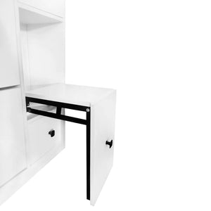 English Elm On-trend White Flip Drawer Shoe Cabinet with Fold Down Bench Seat for Entryway WF308545AAK