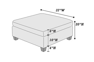 English Elm Modular Tufted Chenille Ottoman with Wood Legs for Contemporary Living Rooms B011104330
