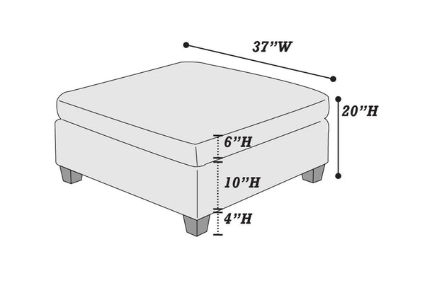 English Elm Modular Tufted Chenille Ottoman with Wood Legs for Contemporary Living Rooms B011104330