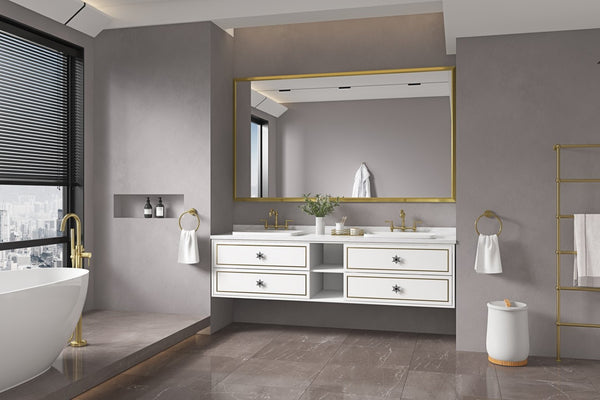 English Elm 96in. Wide Aluminum Alloy Rectangle Vanity Mirror Farmhouse Bathroom Hd Float Glass W1272115339