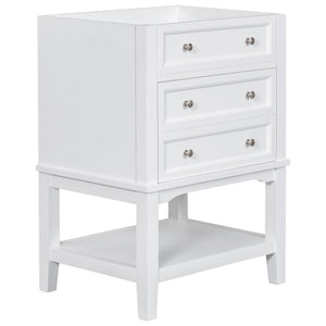 English Elm 24" Modern Solid Wood Bathroom Vanity Base with Drawer & Open Shelf, White Painted Freestanding Cabinet 90-inch WF306247AAK