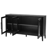 Hearth and Haven Tucson Storage Cabinet with 3 Tempered Glass Doors and Adjustable Shelf, Black WF308312AAB