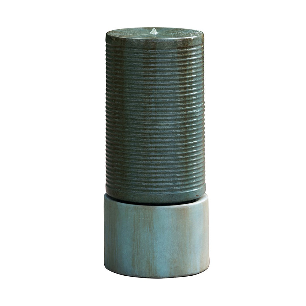 English Elm 44" Ribbed Tower Outdoor Fountain Cement Bird Bath Verge Bronze Garden Accent W2078S00002
