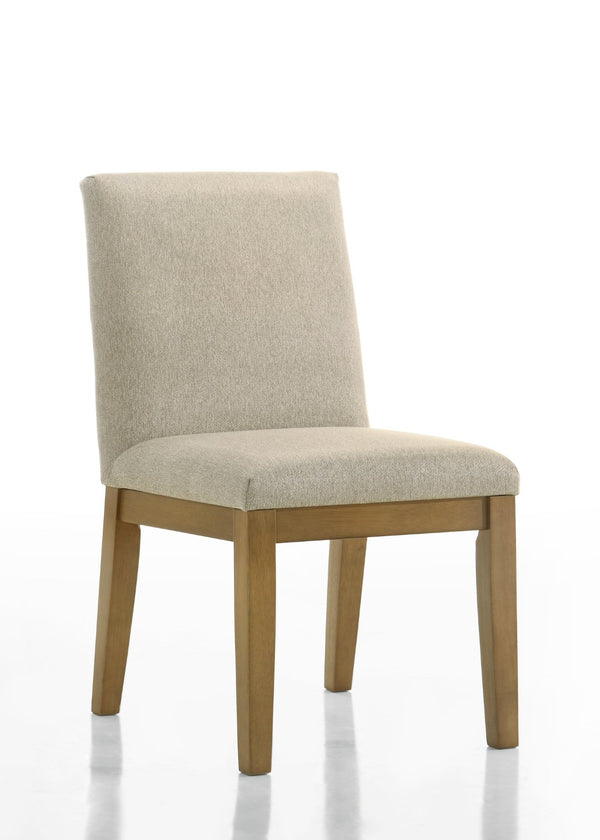 English Elm Jasper Round Pedestal Dining Set Seats Six with Driftwood Finish Beige Fabric Chairs B061S00859