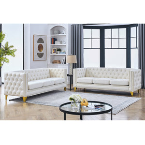 English Elm {contact Us for 3d Modeling} Tufted Velvet Sofa with Nailhead Trim and Sleek Metal Legs W834S00608