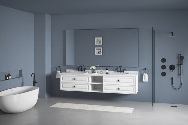 English Elm 84in. Aluminum Alloy Framed Rectangle Wall Mirror Farmhouse Vanity Dual Hang Option W1272101957