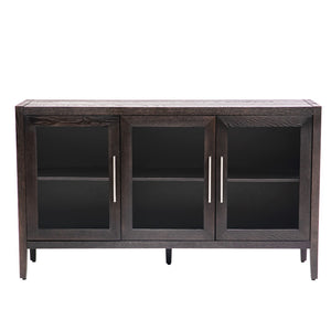 Hearth and Haven Tucson Storage Cabinet with 3 Tempered Glass Doors and Adjustable Shelf, Brown WF308312AAD