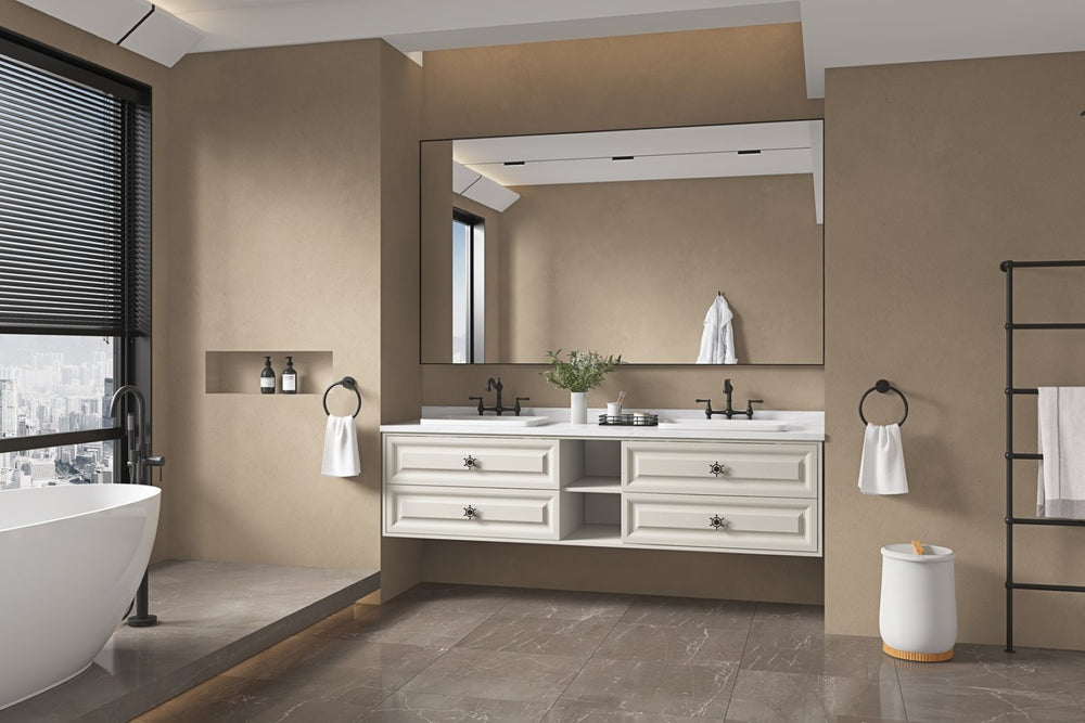 English Elm 84in. Aluminum Alloy Framed Rectangle Wall Mirror Farmhouse Vanity Dual Hang Option W1272101957