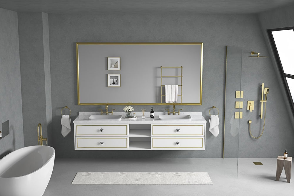 English Elm 72in. Aluminum Frame Rectangle Bathroom Vanity Mirror Farmhouse Hd Float Glass Wall Mount W1272125189