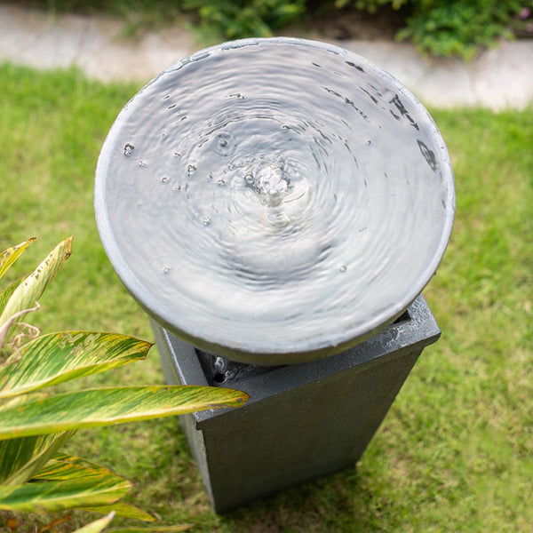 English Elm 44.5" Tiered Polyresin Zen Bowl Garden Fountain with Stone Look Finish for Patio W2078125236