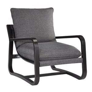English Elm Blaire Sling Chair with Oatmeal Polyester Upholstery and Bronze Powdercoat Metal Frame, Reversible Cushions Charcoal B050125449