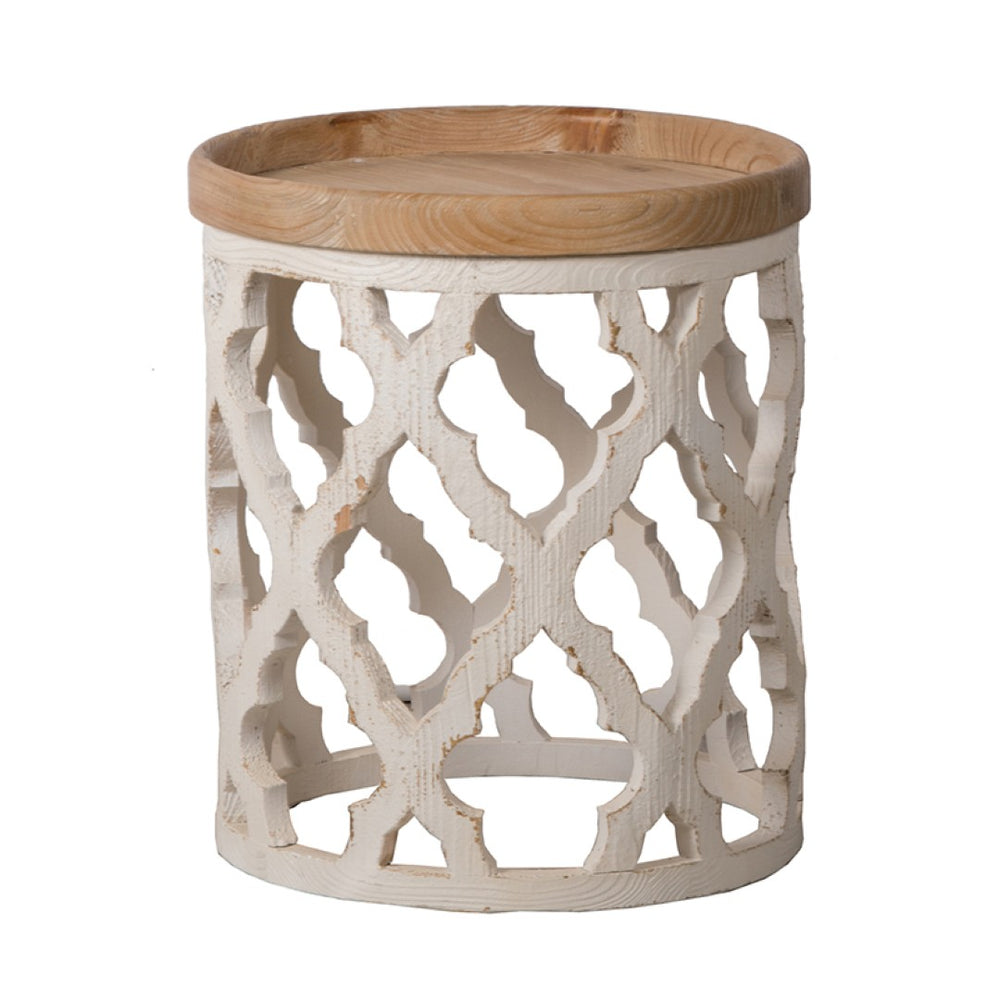 English Elm 23" Solid Fir Wood Side Table Vintage Farmhouse Distressed Finish for Living Room W2078125380