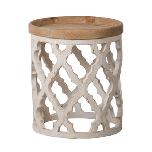 English Elm 23" Solid Fir Wood Side Table Vintage Farmhouse Distressed Finish for Living Room W2078125380