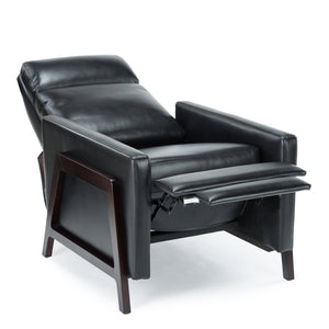 English Elm Madeline Mid-Century Push Back Recliner with Exposed Wood Frame, Pocketed Coil Seating, Gel Upholstery Black B050125437