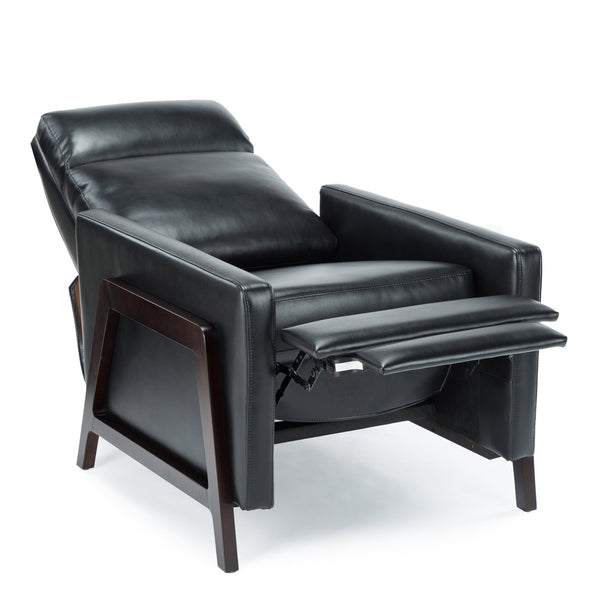 English Elm Madeline Mid-Century Push Back Recliner with Exposed Wood Frame, Pocketed Coil Seating, Gel Upholstery Black B050125437