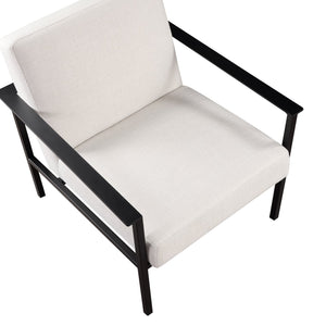 English Elm Millie Modern Oatmeal White Metal Accent Chair - Polyester Upholstery, Matte Black Frame, Durable Design B050125439