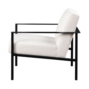 English Elm Millie Modern Oatmeal White Metal Accent Chair - Polyester Upholstery, Matte Black Frame, Durable Design B050125439