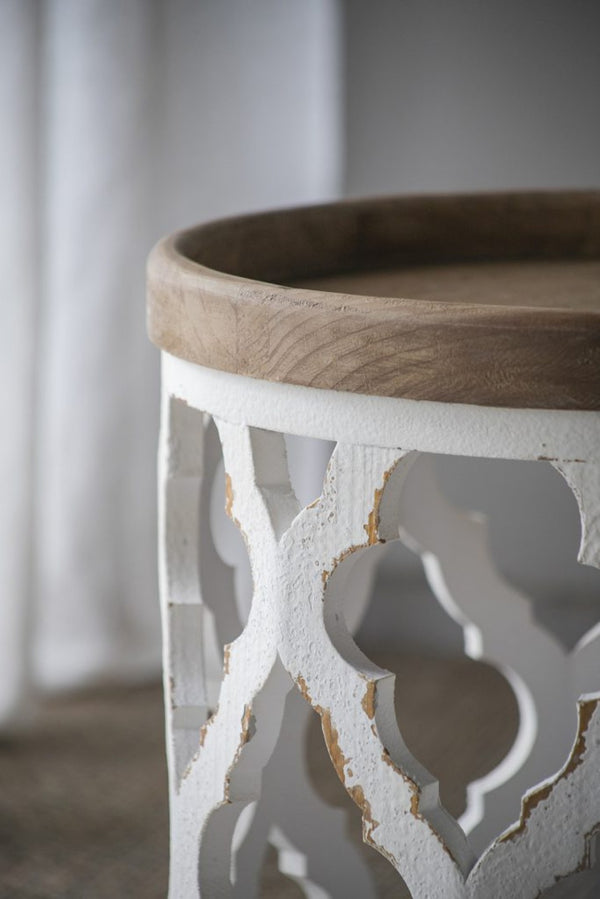 English Elm 23" Solid Fir Wood Side Table Vintage Farmhouse Distressed Finish for Living Room W2078125380