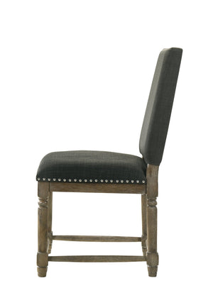 English Elm Everton Gray Upholstered Dining Chairs Set of 2 with Bronze Nailhead Wood Legs B061125431
