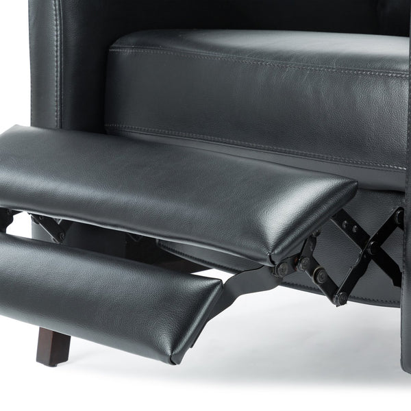 English Elm Madeline Mid-Century Push Back Recliner with Exposed Wood Frame, Pocketed Coil Seating, Gel Upholstery Black B050125437