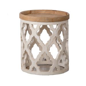 English Elm 23" Solid Fir Wood Side Table Vintage Farmhouse Distressed Finish for Living Room W2078125380