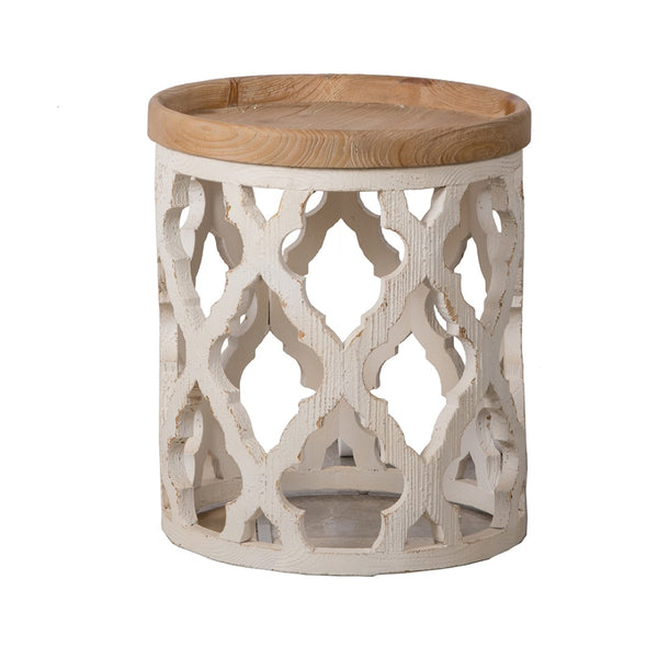 English Elm 23" Solid Fir Wood Side Table Vintage Farmhouse Distressed Finish for Living Room W2078125380