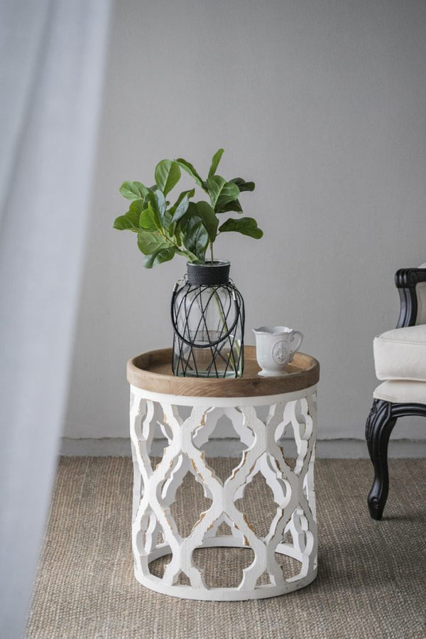 English Elm 23" Solid Fir Wood Side Table Vintage Farmhouse Distressed Finish for Living Room W2078125380