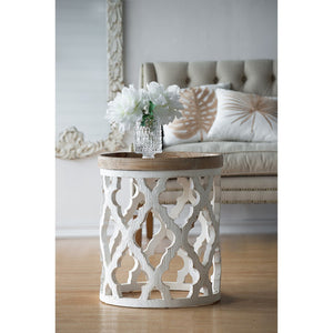 English Elm 23" Solid Fir Wood Side Table Vintage Farmhouse Distressed Finish for Living Room W2078125380