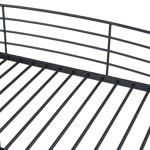 English Elm Twin Loft Bed with L-Shaped Desk, 4 Open Shelves, Built-In Sockets, USBs & Wireless Charging Black SF000020AAB