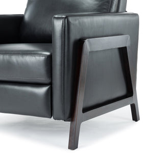 English Elm Madeline Mid-Century Push Back Recliner with Exposed Wood Frame, Pocketed Coil Seating, Gel Upholstery Black B050125437