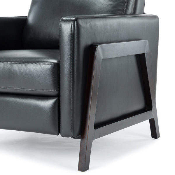 English Elm Madeline Mid-Century Push Back Recliner with Exposed Wood Frame, Pocketed Coil Seating, Gel Upholstery Black B050125437