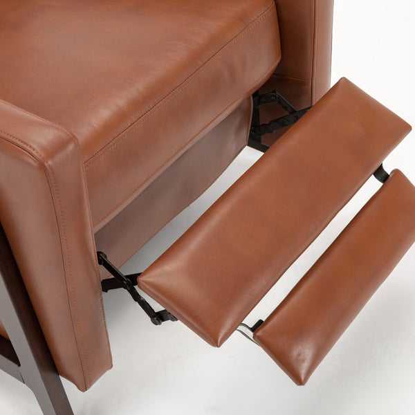 English Elm Madeline Mid-Century Push Back Recliner with Exposed Wood Frame, Pocketed Coil Seating, Gel Upholstery Caramel B050125438