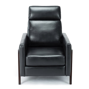 English Elm Madeline Mid-Century Push Back Recliner with Exposed Wood Frame, Pocketed Coil Seating, Gel Upholstery Black B050125437